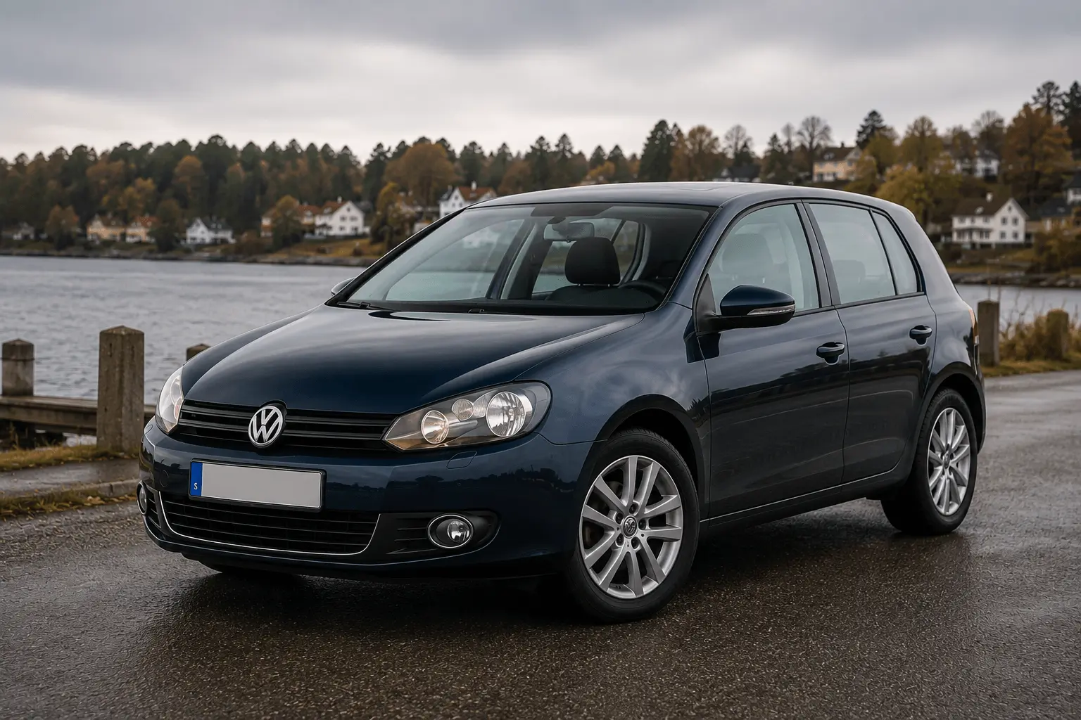 VW Golf 6 femdörrar i mörkblå metallic - en av de vanligaste begagnade bilarna på den svenska marknaden 2026