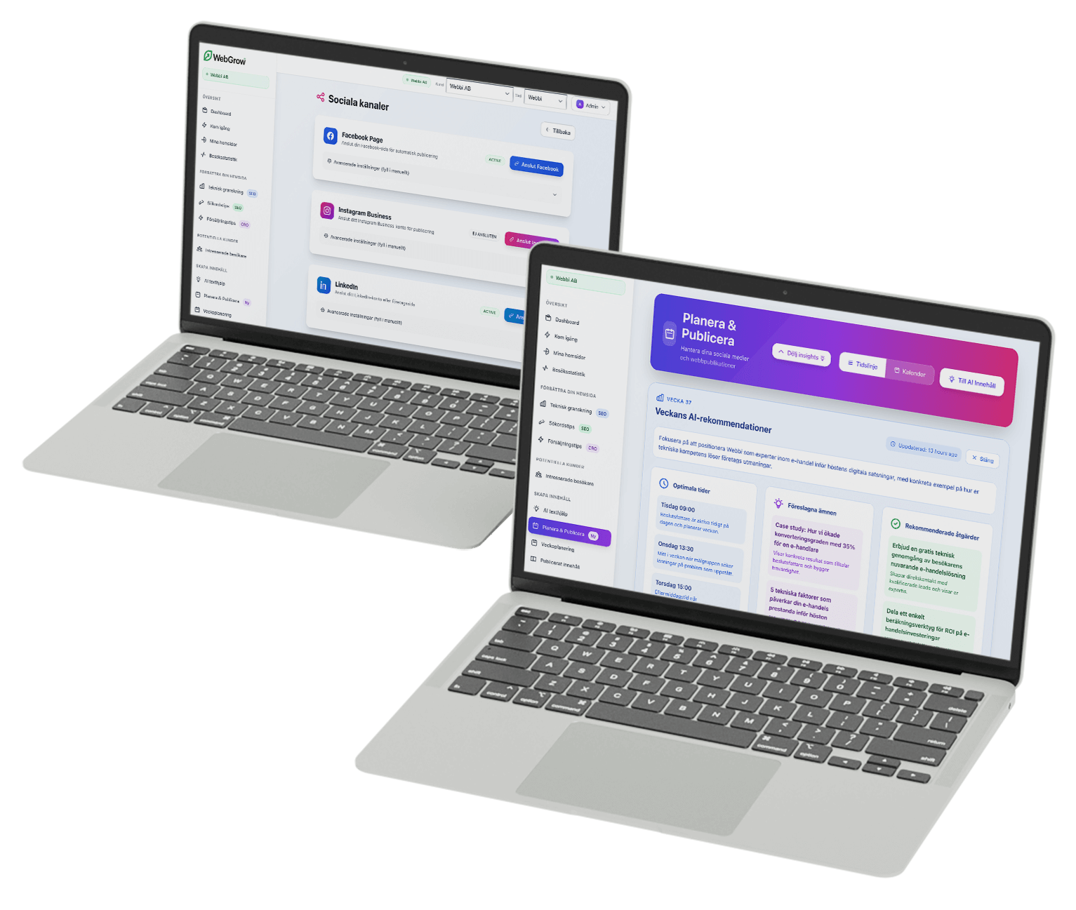 WebGrow AI funktioner - Textgenerering och bildgenerering